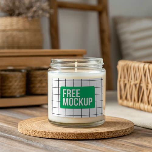 Free Boho Candle Jar Mockup PSD — Earthy Aesthetic