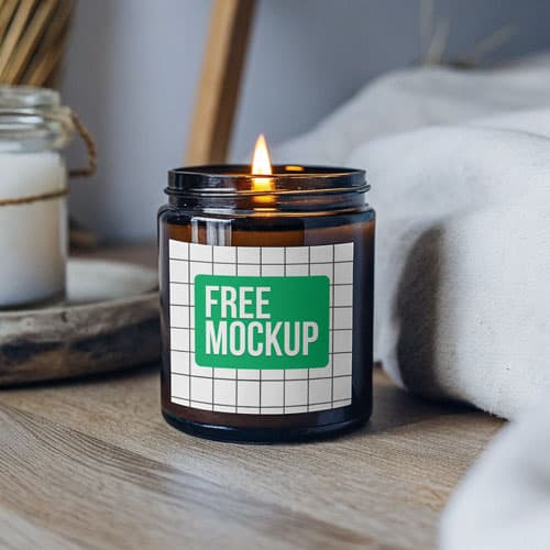 Hygge Candle Jar Mockup PSD — Cozy Lifestyle Packaging Display