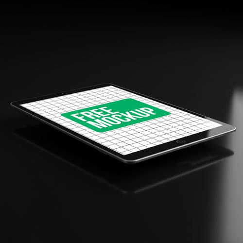 Tablet Mockup PSD — Sleek Dark Reflective Surface Display