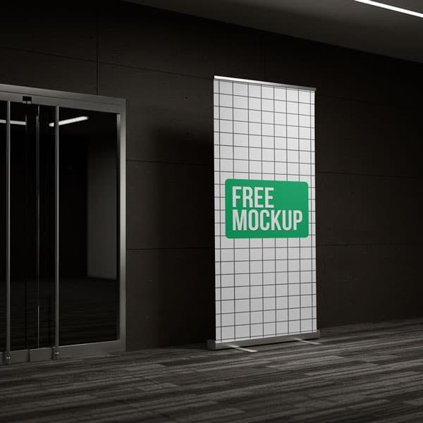 Free Modern Lobby Roll-up Banner Mockup PSD