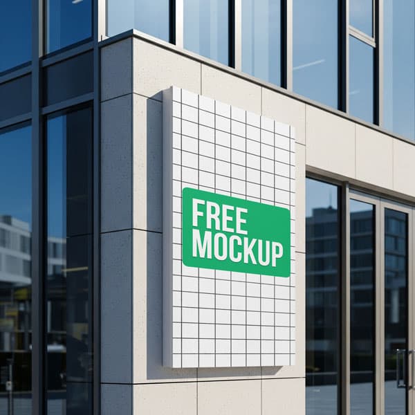Free Building Facade Sign Mockup PSD