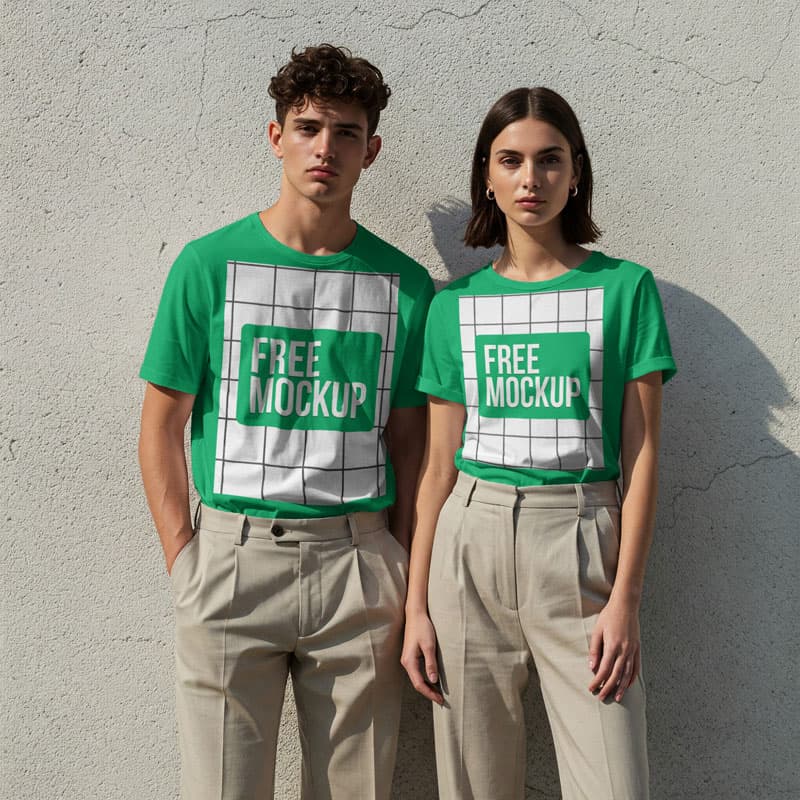 Couple T-Shirt Mockup PSD