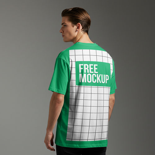 Back View T-Shirt Free Mockup PSD — Clean Aesthetic