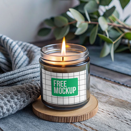 Free Cozy Candle Jar Mockup PSD — Comforting Aesthetic PSD mockup for Adobe Photoshop