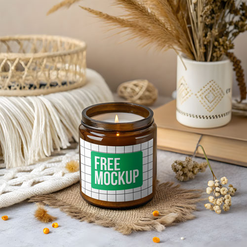 Free Earthy Candle Jar Mockup PSD — Natural Aesthetic PSD mockup for Adobe Photoshop