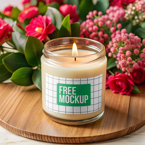 Free Floral Candle Jar Mockup PSD — Botanical Aesthetic PSD mockup for Adobe Photoshop