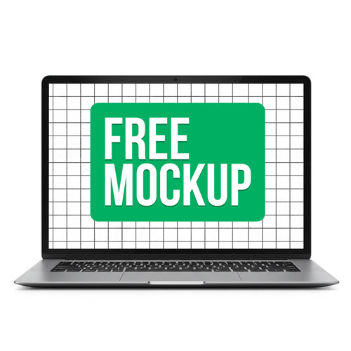 Free Laptop PSD Mockup Isolated Front View — Clean Display PSD mockup for Adobe Photoshop