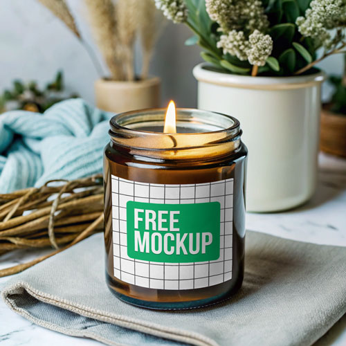 Free Rustic Candle Jar Mockup PSD — Earthy Aesthetic PSD mockup for Adobe Photoshop