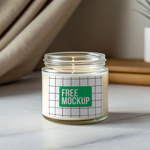Free Simple Candle Jar Mockup PSD — Minimal Brand Focus PSD mockup for Adobe Photoshop