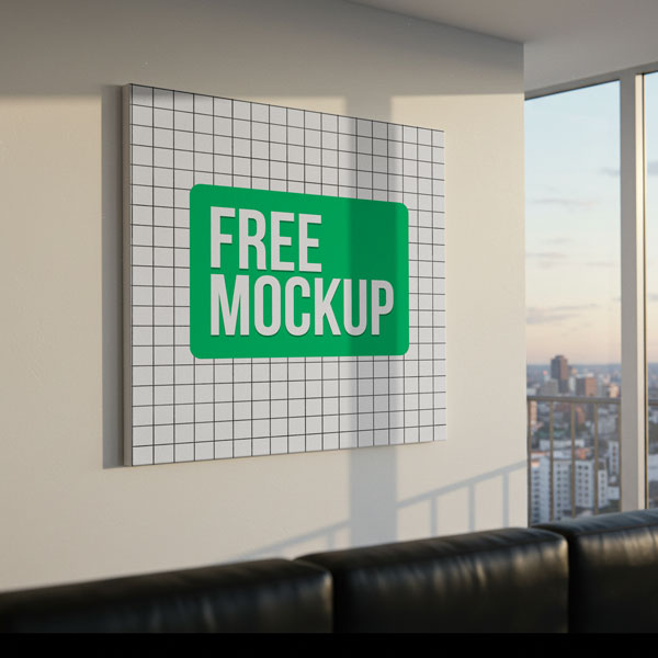Free Sunset Apartment Canvas Mockup PSD
