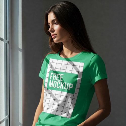 Free Natural Light T-Shirt Free Mockup PSD — Bright Aesthetic PSD mockup for Adobe Photoshop