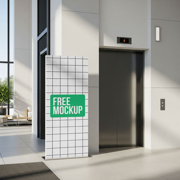Free Lobby Banner Stand Mockup PSD