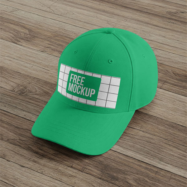 Free White Cap Mockup PSD On Wood Surface — Realistic Presentation PSD mockup for Adobe Photoshop