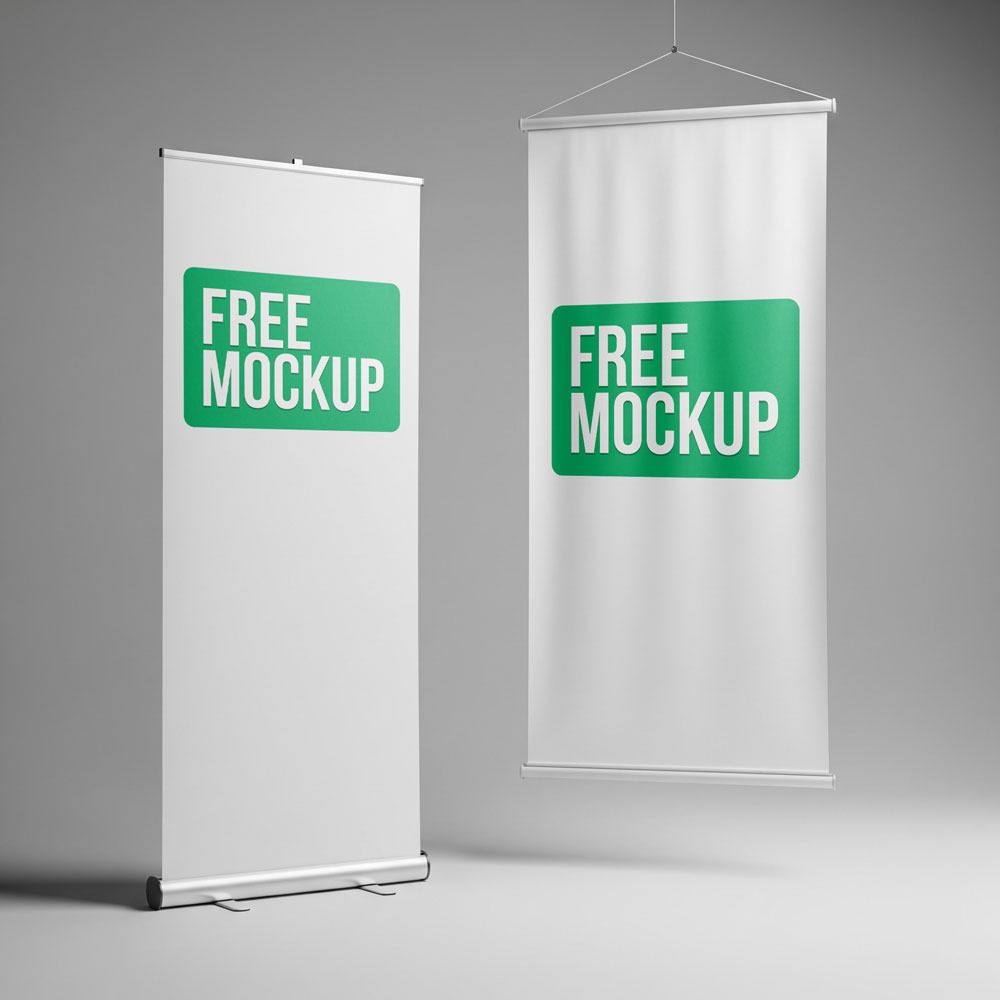 Professional Free Roll-Up Banner Mockup PSD
