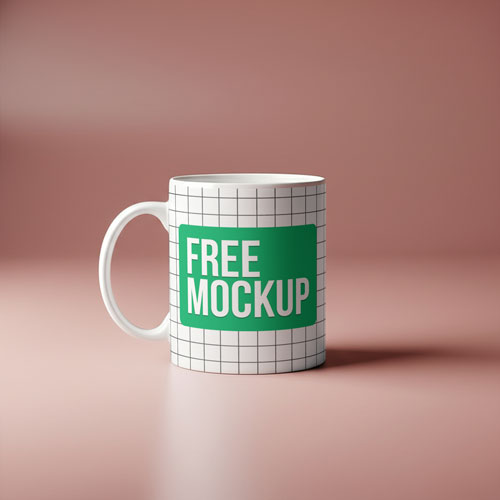 Free minimalist mug mockup with a clean background and soft shadow