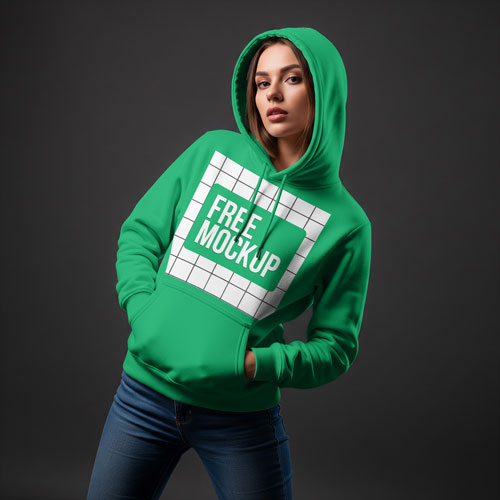 Woman's Hoodie Free Mockup in a realistic setting