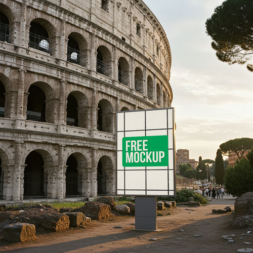 Colosseum Billboard Free Mockup for Roman advertising